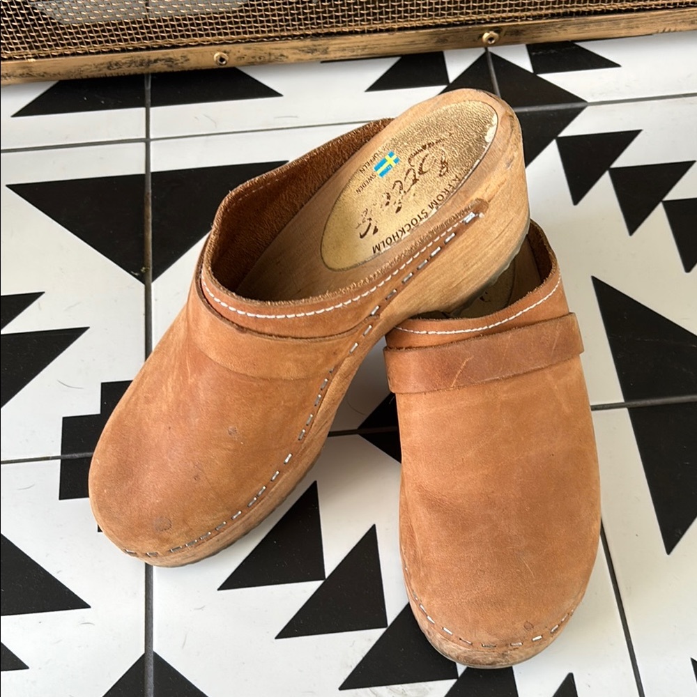 Swedish Brown Leather Clogs